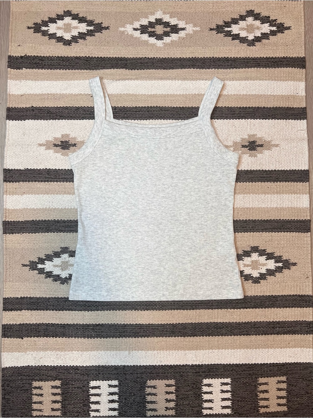 American Eagle Outfitters Light Gray Ribbed Square-Neck Camisole